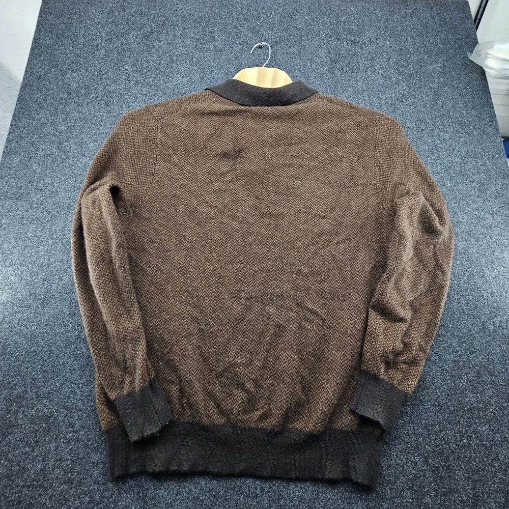 J. CREW 100% Cashmere Herringbone Jacquard Collared Sweater Sz Xl